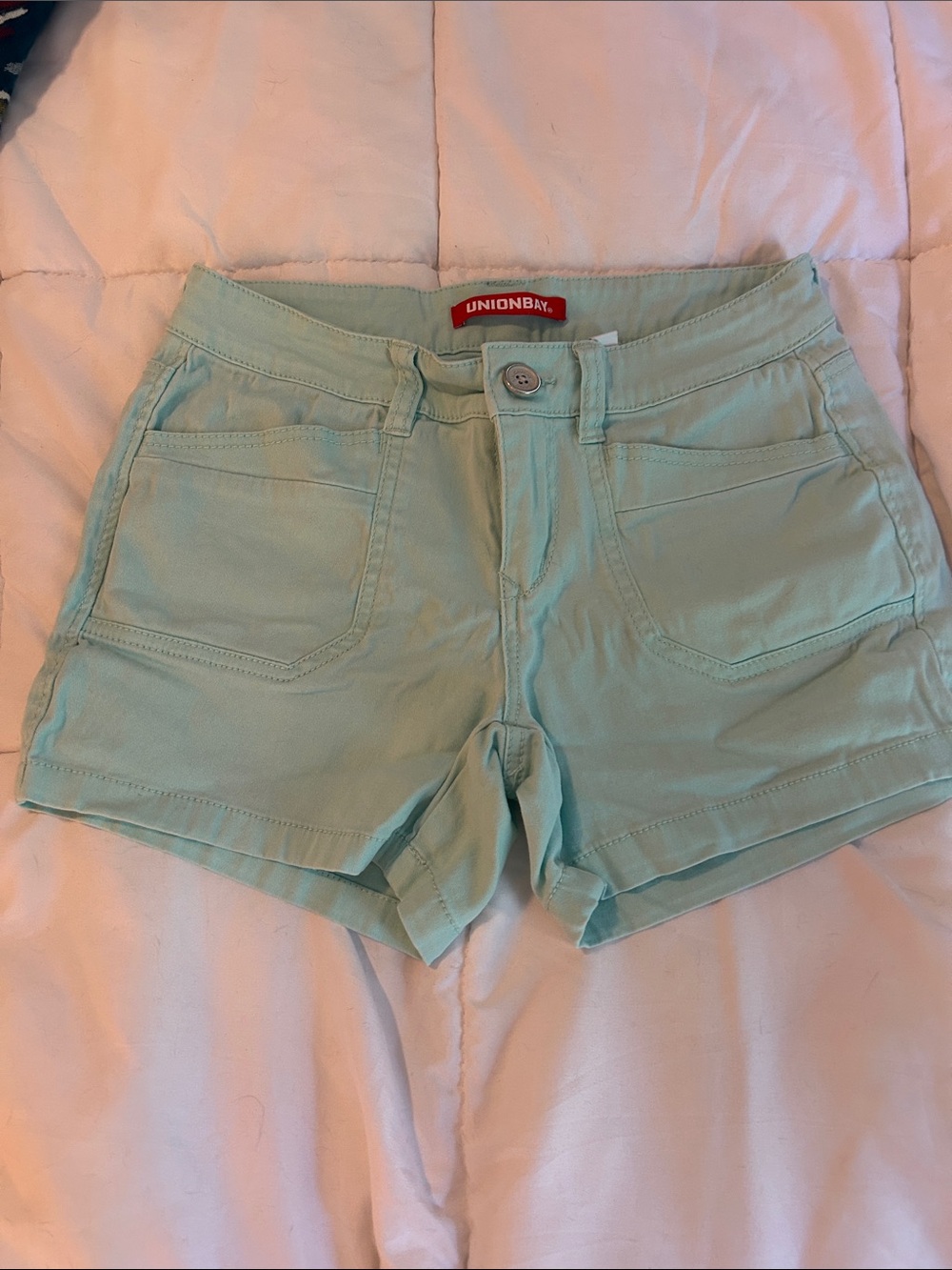 UNIONBAY Mint Green Cotton Blend Women's Shorts